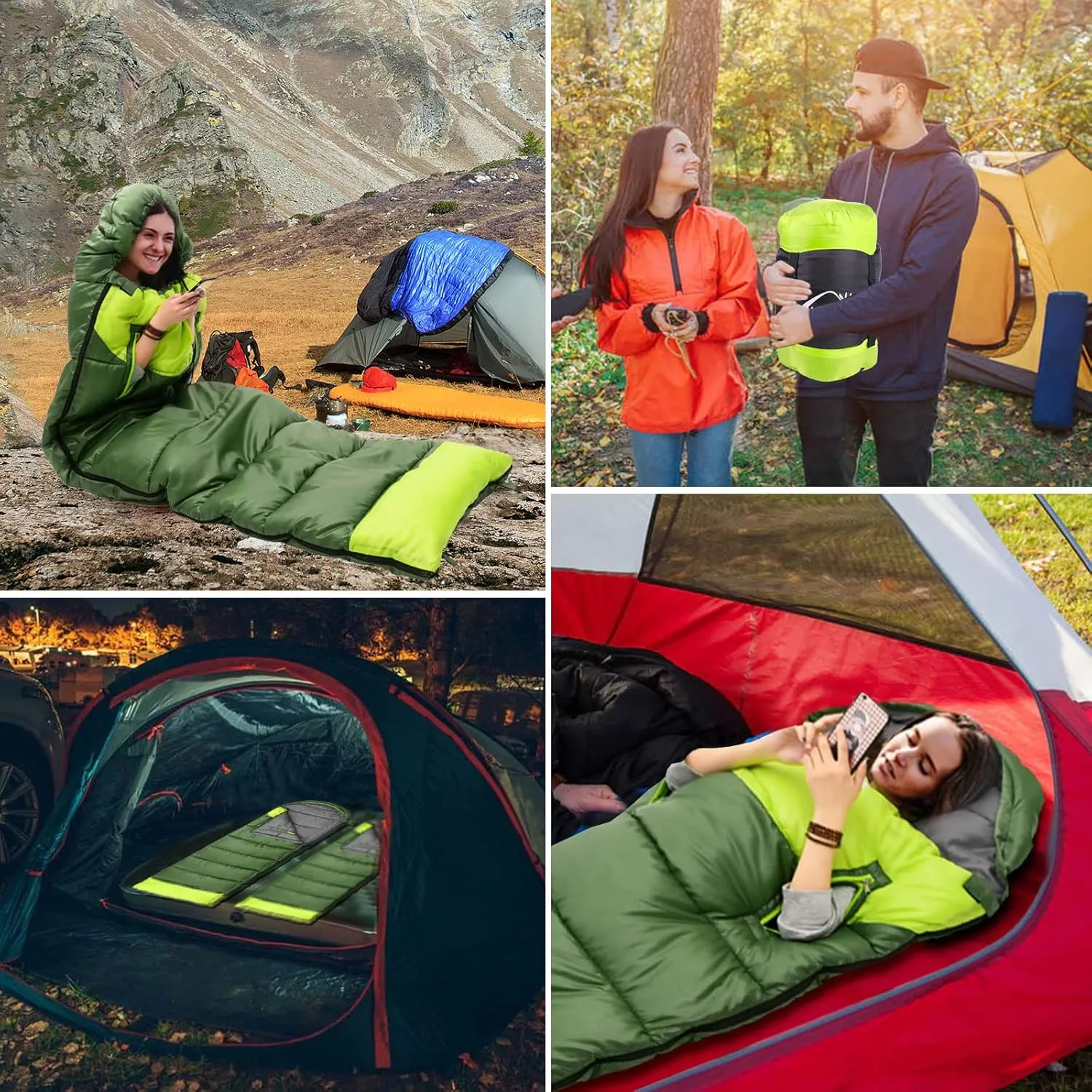 0 Degree Wearable Sleeping Bag for Adults Compact Lightweight Cold Weather Mummy Sleeping Bags for 2-3 Season Camping Backpacking, Fits 5°F ~ 50°F, 4.3lbs More Warmer