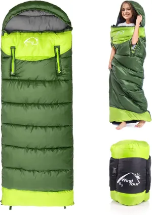0 Degree Wearable Sleeping Bag for Adults Compact Lightweight Cold Weather Mummy Sleeping Bags for 2-3 Season Camping Backpacking, Fits 5°F ~ 50°F, 4.3lbs More Warmer