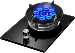 1 Burner Gas Stove - Portable Gas Cooker, Tempered Glass Stove Burner, Household Windproof Gas Stove, for Caravan Home Kitchen Camping Garden Catering Cooker, Tabletop and Flush-mounted(NG)