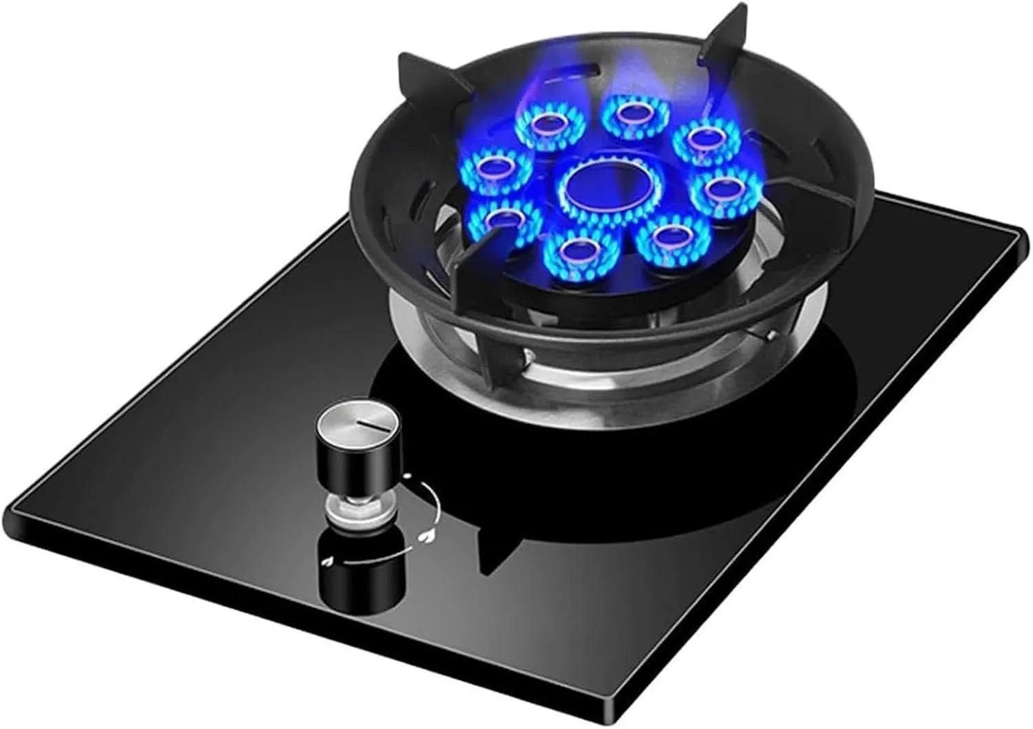 1 Burner Gas Stove - Portable Gas Cooker, Tempered Glass Stove Burner, Household Windproof Gas Stove, for Caravan Home Kitchen Camping Garden Catering Cooker, Tabletop and Flush-mounted(NG)