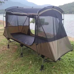 1 Person Foldable Camping Cot, Portable Outdoor with Bedspread & Thick Mattress, Elevated Camping Bed Tent,with Carrying Bag