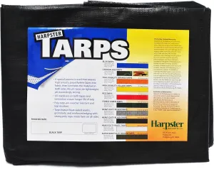 10 feet x 10 feet Heavy Duty 12 Mil Thick Black Poly Tarp Harpster Tarps