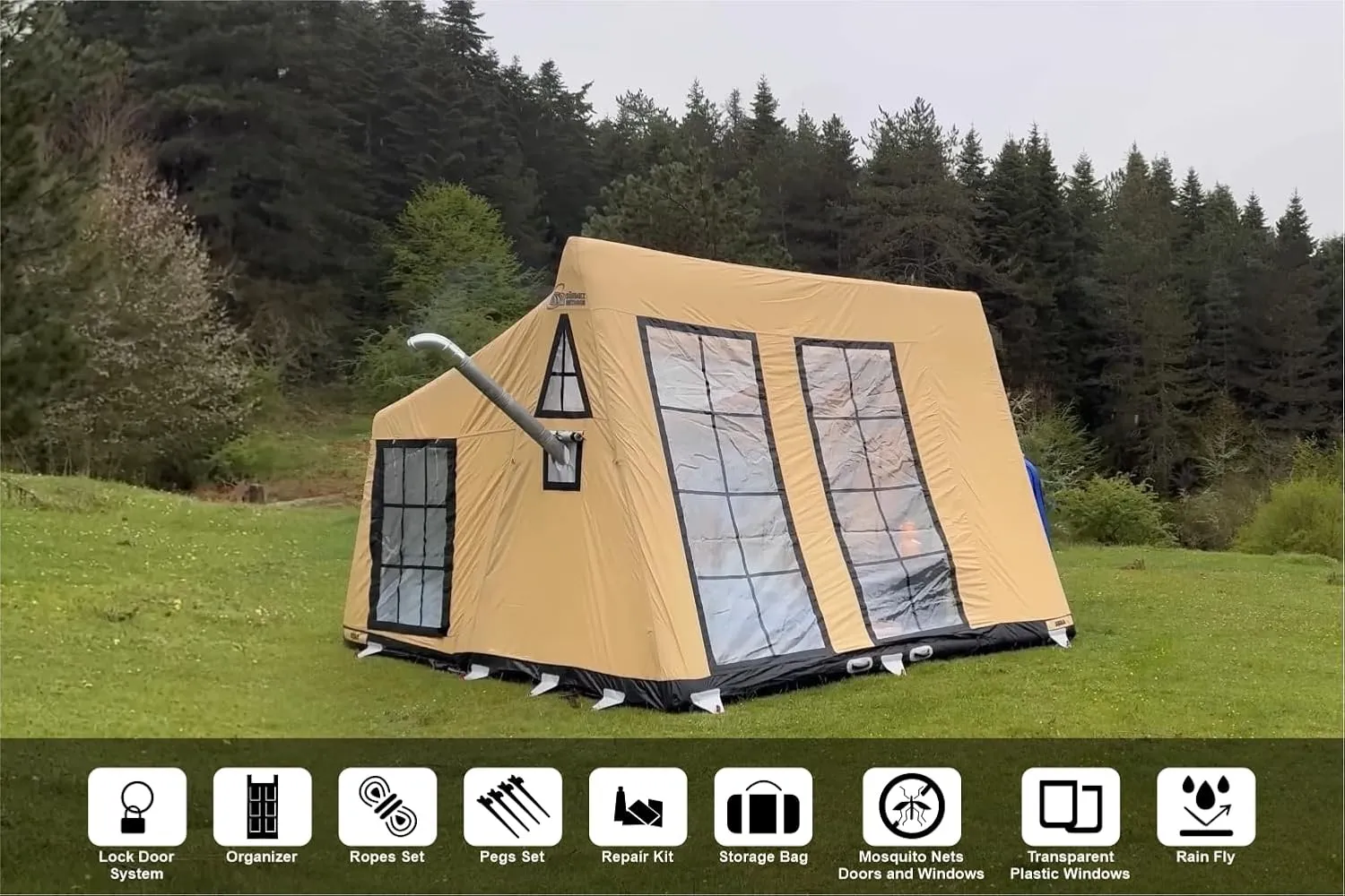 10-Person Air Aquila Inflatable Camping Tent – Spacious, Waterproof, Panoramic Views, 4-Season Protection