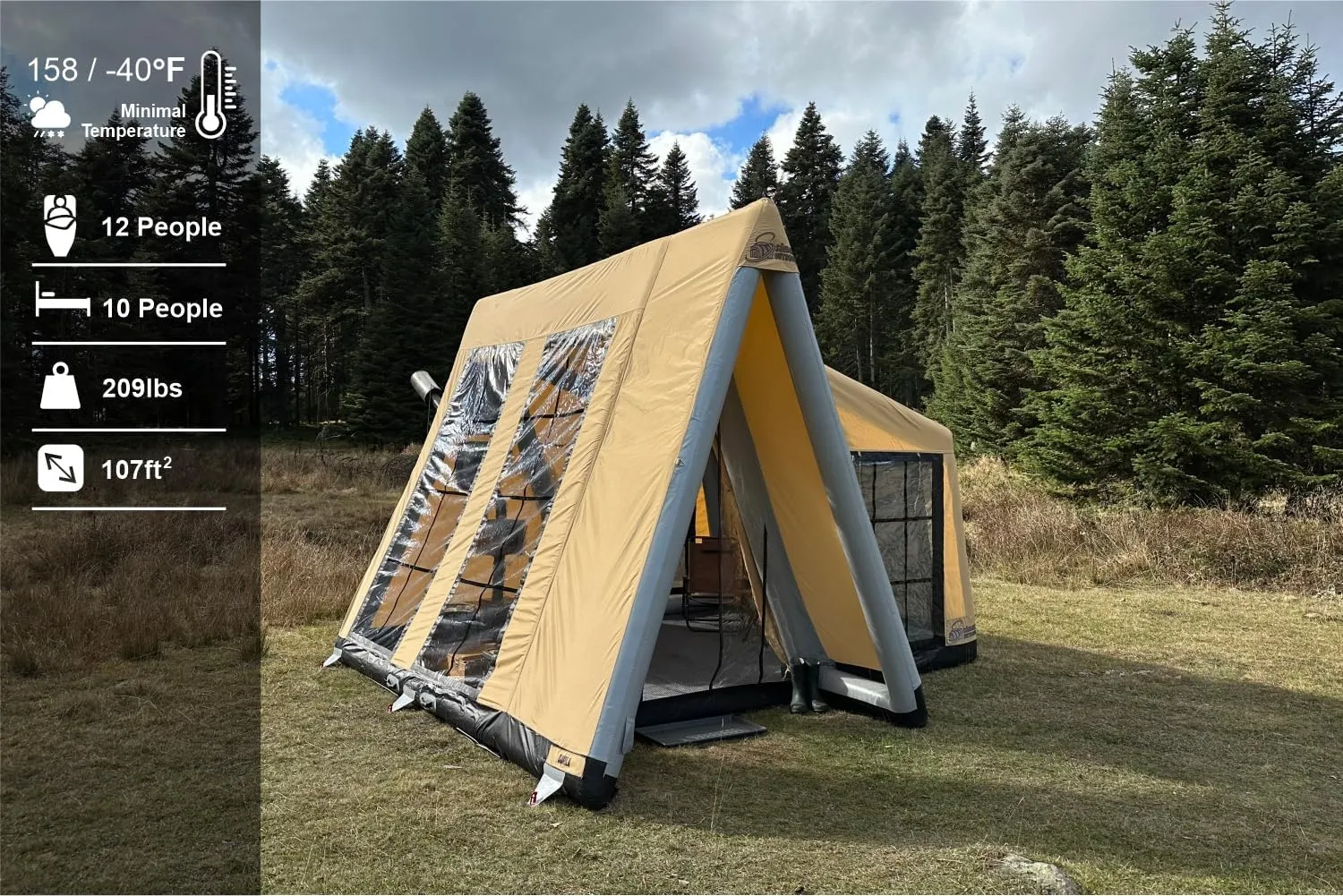 10-Person Air Aquila Inflatable Camping Tent – Spacious, Waterproof, Panoramic Views, 4-Season Protection