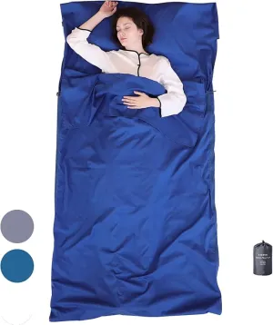 100% Cotton Sleeping Bag Liner with Full Length Zipper on 3 Sides; Single/Double Adult Sleep Sack for Travel & Camping, Multifunctional Travel Sheets (Unzipped 87”x87”) for Hotel, Lightweight