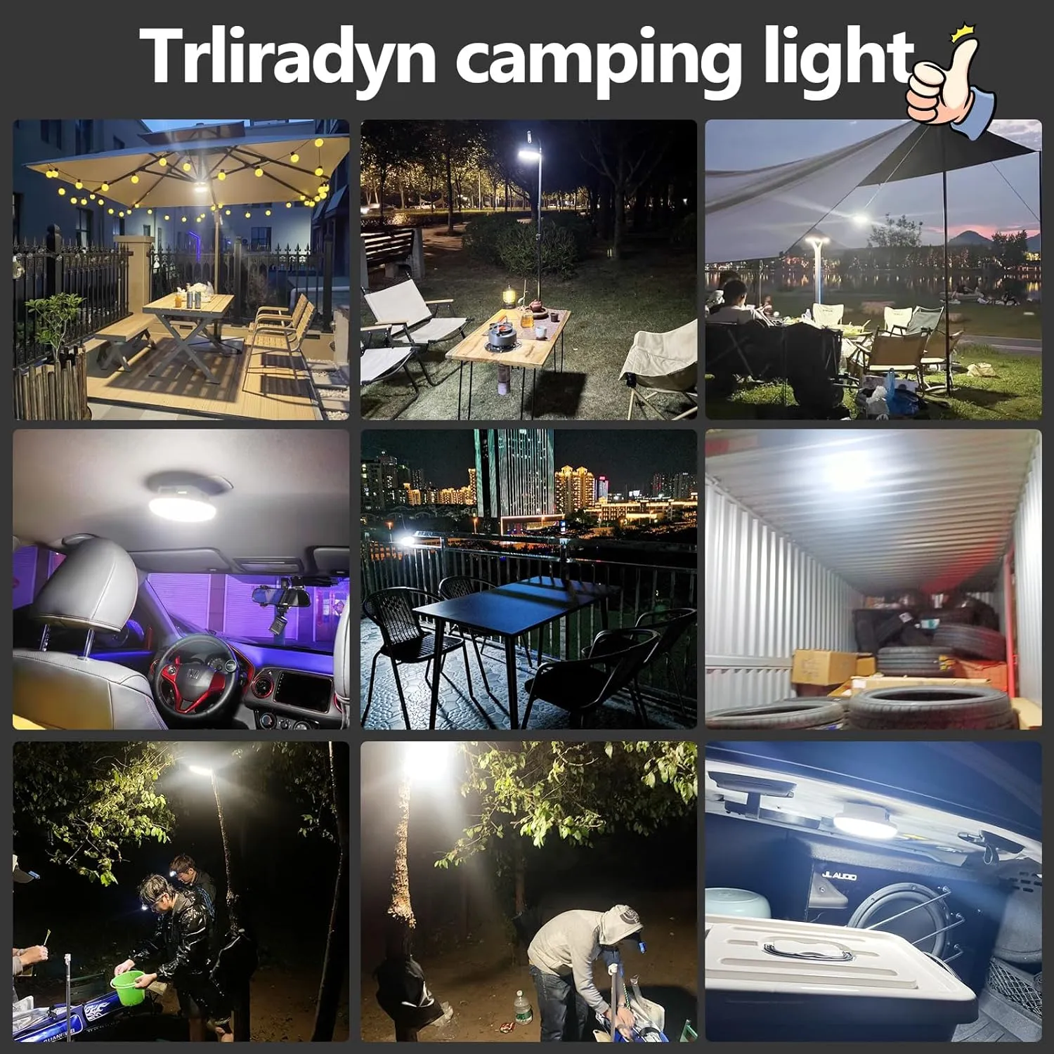 10000mAh Rechargeable Tent Light 3 Color Lighting Modes, 4000LM LED Portable Camping Lantern, IPX5 Waterproof, 30W Hanging Tent Light with Magnet, for Emergency & Gift