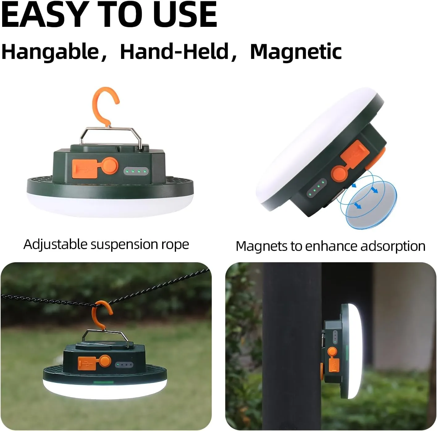 10000mAh Rechargeable Tent Light 3 Color Lighting Modes, 4000LM LED Portable Camping Lantern, IPX5 Waterproof, 30W Hanging Tent Light with Magnet, for Emergency & Gift