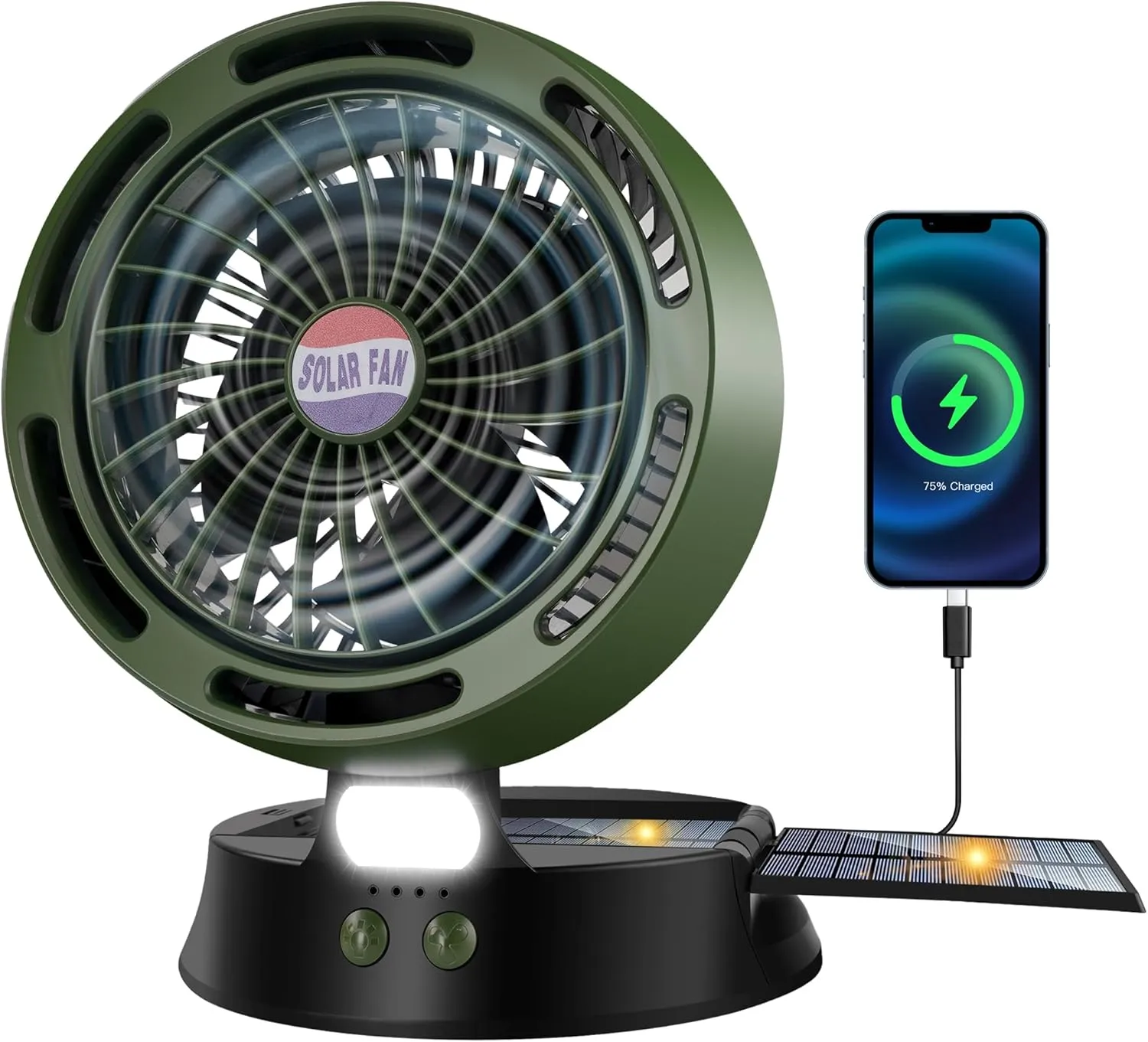 10400mAh Solar Camping Fan with LED Lantern, Rechargeable Portable Fan with 5W Solar Panel, Battery Operated Personal Fan for Outside Picnic, Fishing, Outdoor Tent Fan for Camping Essentials