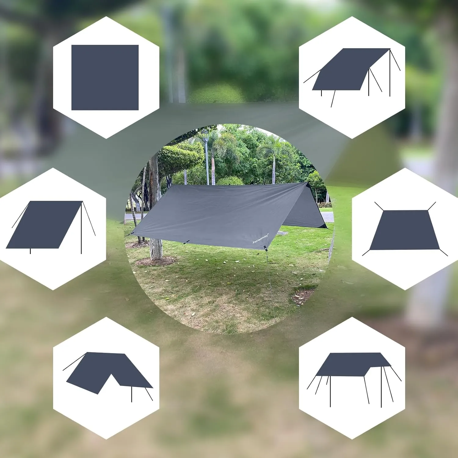 10ft x 10ft Waterproof Hammock Rain Fly,Portable Large Camping Tarp,Premium Lightweight Ripstop Nylon Cover with UV Protection Layer for Camping Hiking Outdoor (210D Grey, 10ft x 10ft)