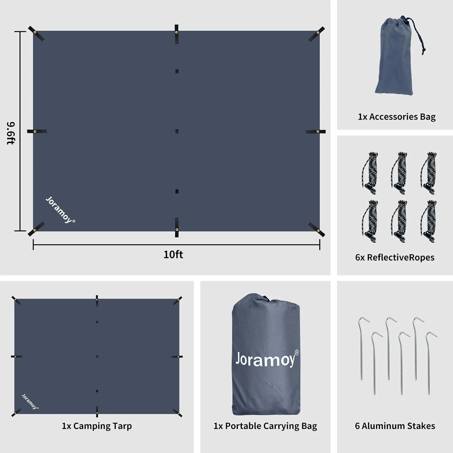 10ft x 10ft Waterproof Hammock Rain Fly,Portable Large Camping Tarp,Premium Lightweight Ripstop Nylon Cover with UV Protection Layer for Camping Hiking Outdoor (210D Grey, 10ft x 10ft)