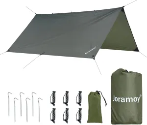10ft x 10ft Waterproof Hammock Rain Fly,Portable Large Camping Tarp,Premium Lightweight Ripstop Nylon Cover with UV Protection Layer for Camping Hiking Outdoor (300D Od Green, 10ft x 10ft)