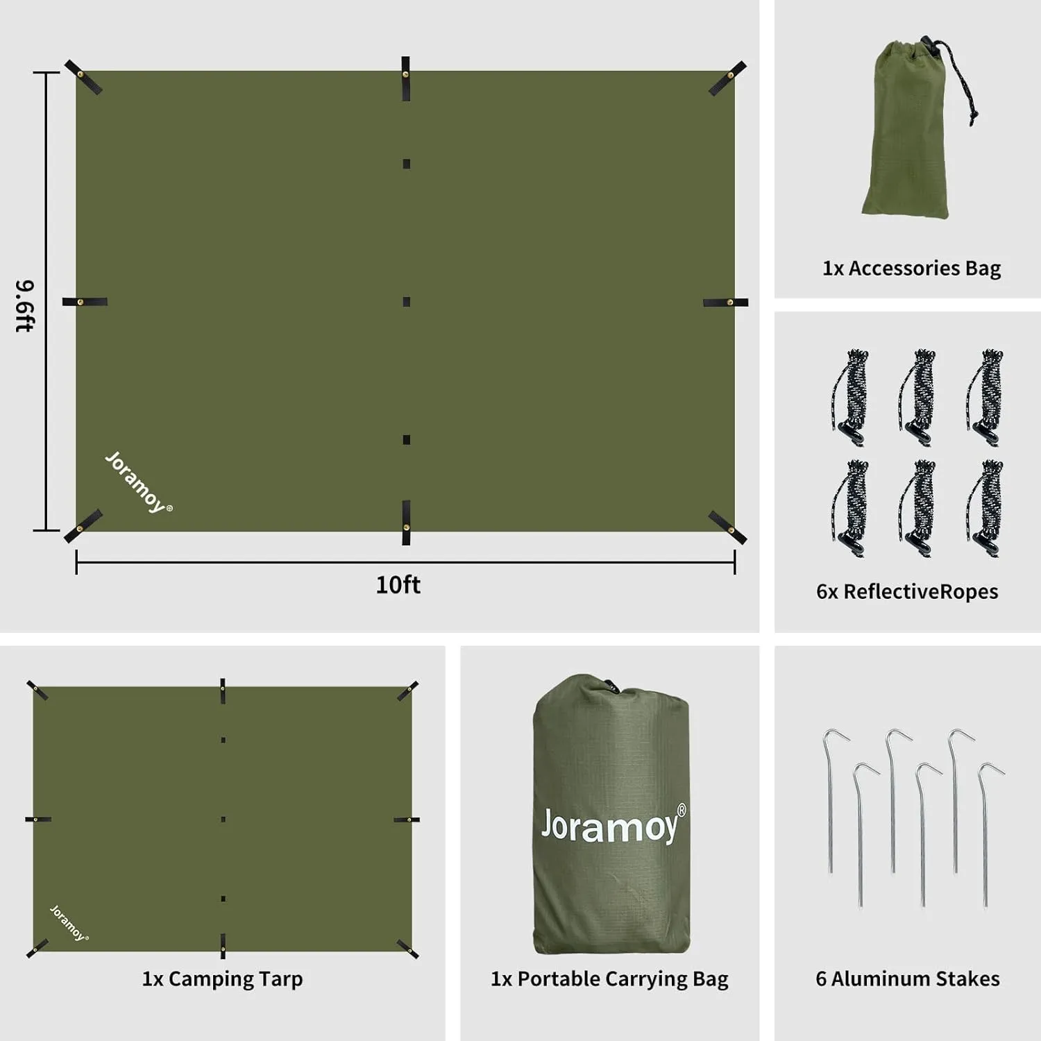 10ft x 10ft Waterproof Hammock Rain Fly,Portable Large Camping Tarp,Premium Lightweight Ripstop Nylon Cover with UV Protection Layer for Camping Hiking Outdoor (300D Od Green, 10ft x 10ft)