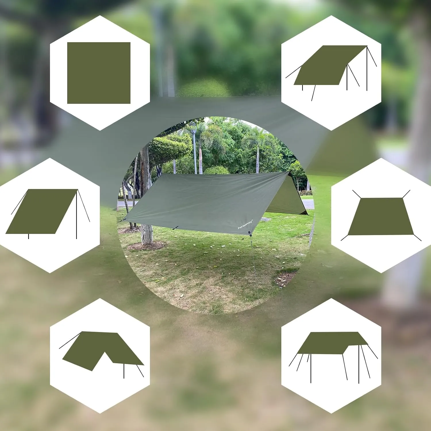 10ft x 10ft Waterproof Hammock Rain Fly,Portable Large Camping Tarp,Premium Lightweight Ripstop Nylon Cover with UV Protection Layer for Camping Hiking Outdoor (300D Od Green, 10ft x 10ft)