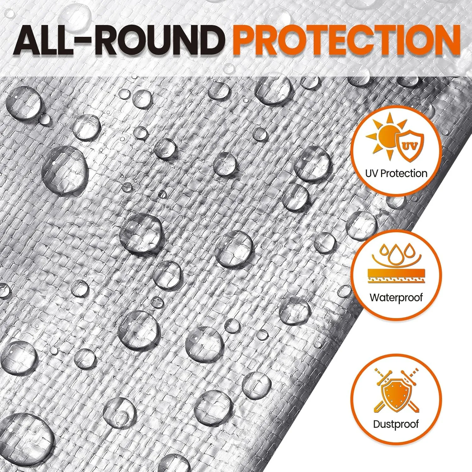 10x10 FT Tarp Waterproof, 16 Mil Tarps Heavy Duty Waterproof Multipurpose Protective Cover UV Resistant Rip & Tear Resistant Waterproof with Grommets Reversible for Home Boats Cars Camping