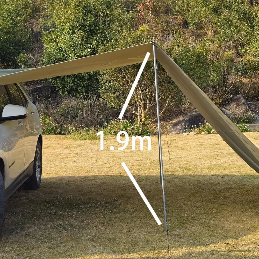 10x16 ft Car Side Awning with Pole Outdoor Camping Tent Tarp Waterproof Car Tent Canopy Shade Sun Shelter (Olive Green)