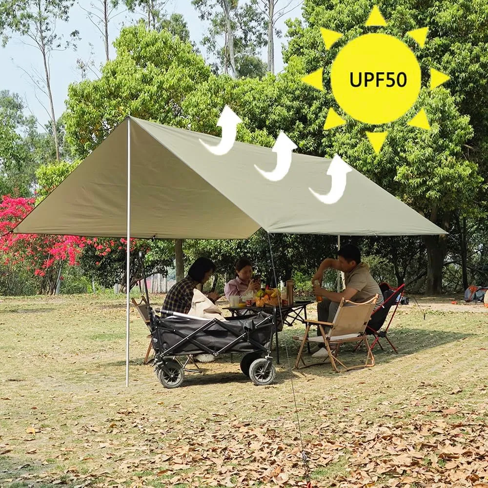 10x16 ft Car Side Awning with Pole Outdoor Camping Tent Tarp Waterproof Car Tent Canopy Shade Sun Shelter (Olive Green)