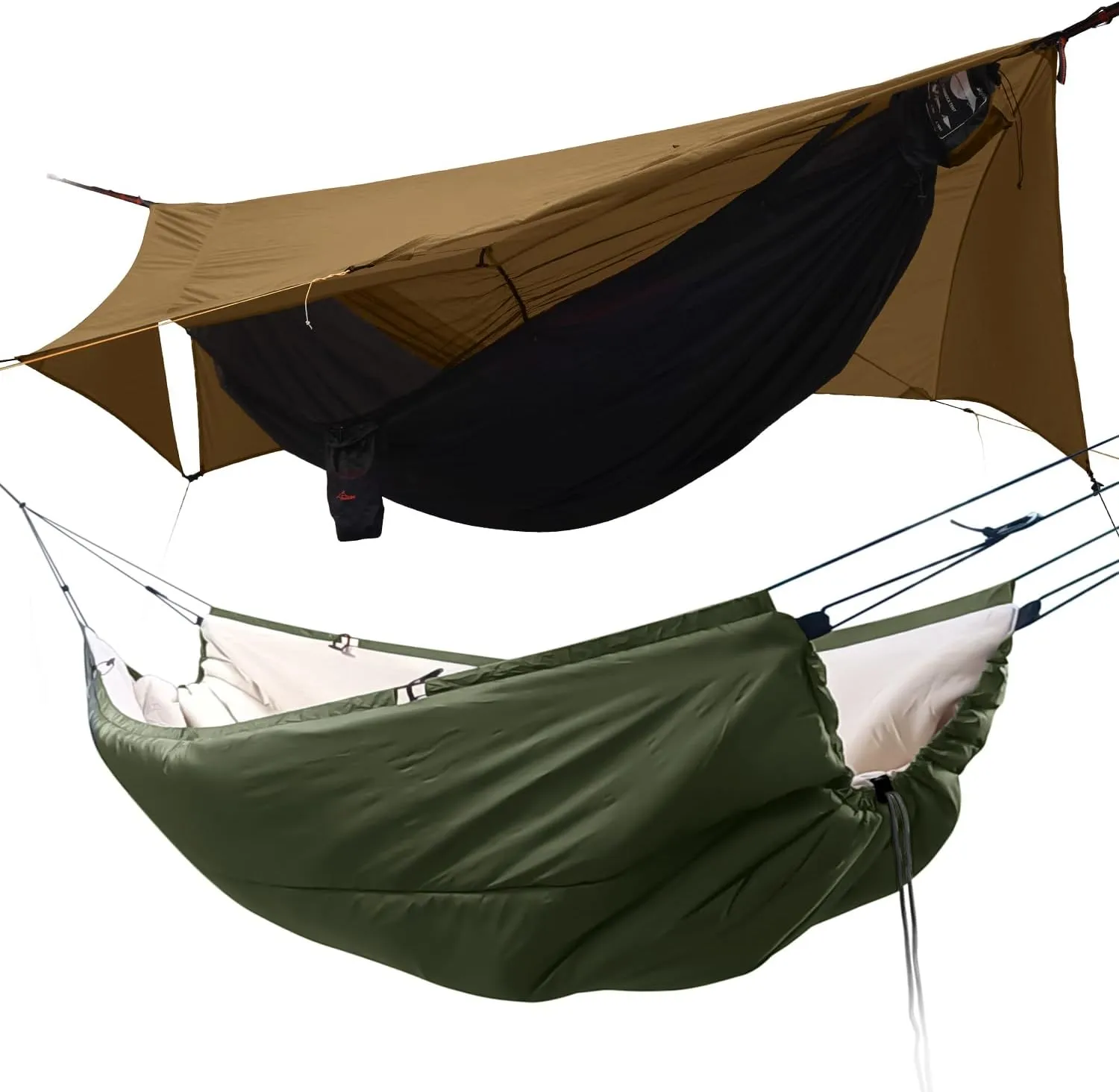 11Ft All-in-one Hammock Tent with Underquilt, Warm Insulation Ultralight 4 Season Under Quilt for Hammocks, Portable for Hiking, Backpacking