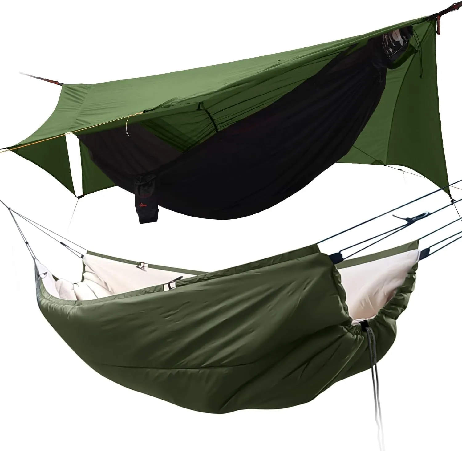 11Ft All-in-one Hammock Tent with Underquilt, Warm Insulation Ultralight 4 Season Under Quilt for Hammocks, Portable for Hiking, Backpacking
