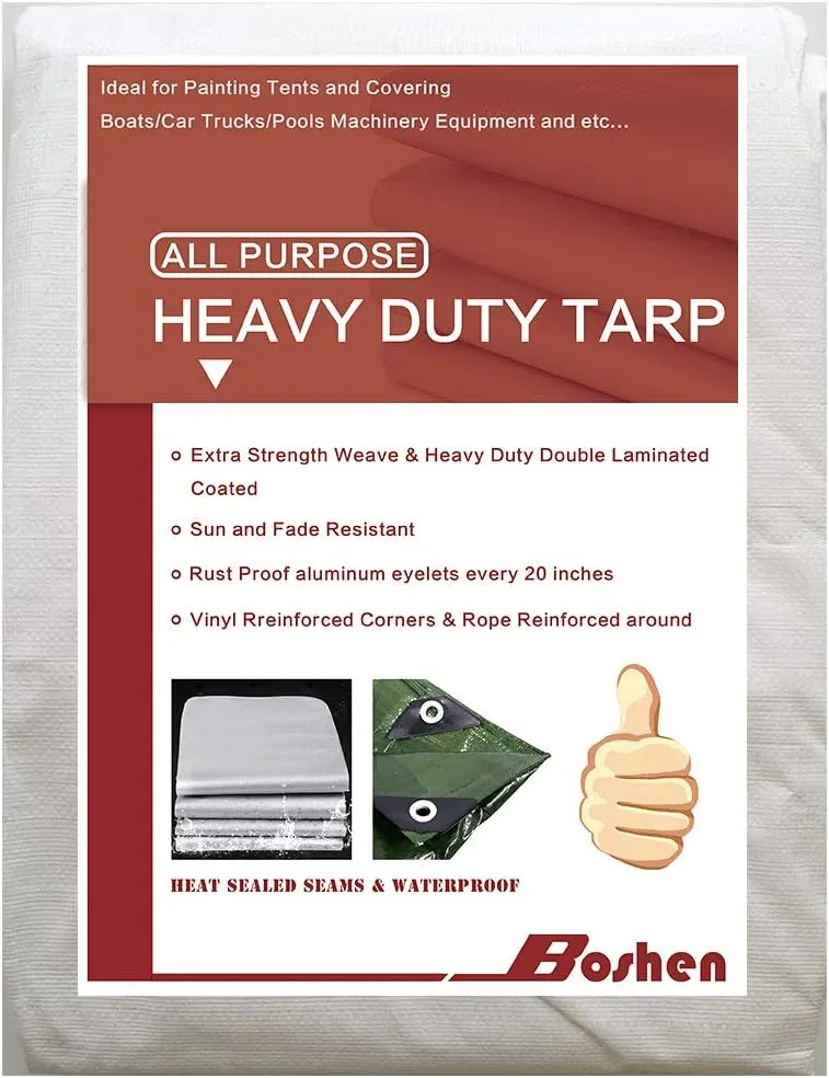 12 Mil 12x16FT Multi Purpose Tarp Cover Waterproof with Reinforced Edges Heavy Duty Tarpaulin Cover UV & Rip Resistant Boat RV Canopy Camping Tent Tarp Shelter Cover