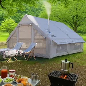 13' x 10' Inflatable Camping Tent for 8-10 Person,2/4/6/8 Person Large Inflatable Tent for Camping,4 Season Blow up Tents Waterproof, Air Tent with Stove Jack AC Port