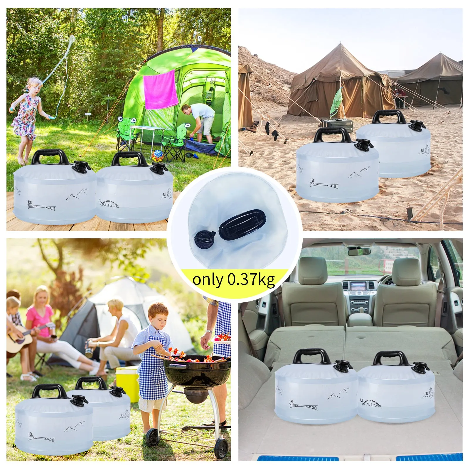 13L Camping Portable Water Bag Outdoor Hiking Travel Emergency Car Water Storage Equipment Home Living Water Tanks Foldable Water Container