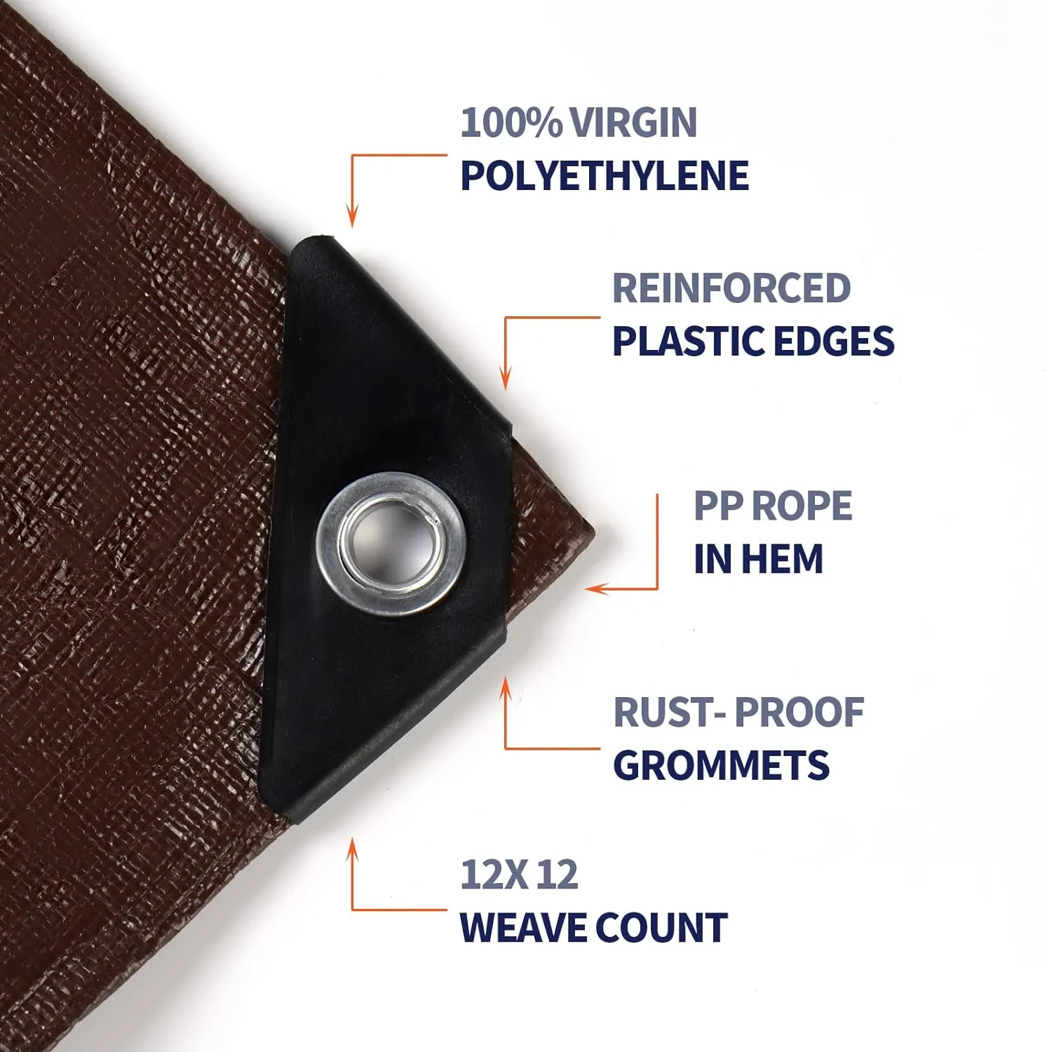 [15'X20'] RSW Heavy Duty Waterproof 12 Mil Safety Reversible Tarp Cover, UV Resistant, Rip and Tear Proof Tarpaulin with Reinforced Edges - for Roof, Camping, Patio, Pool Cover, Boat (Brown/Silver)