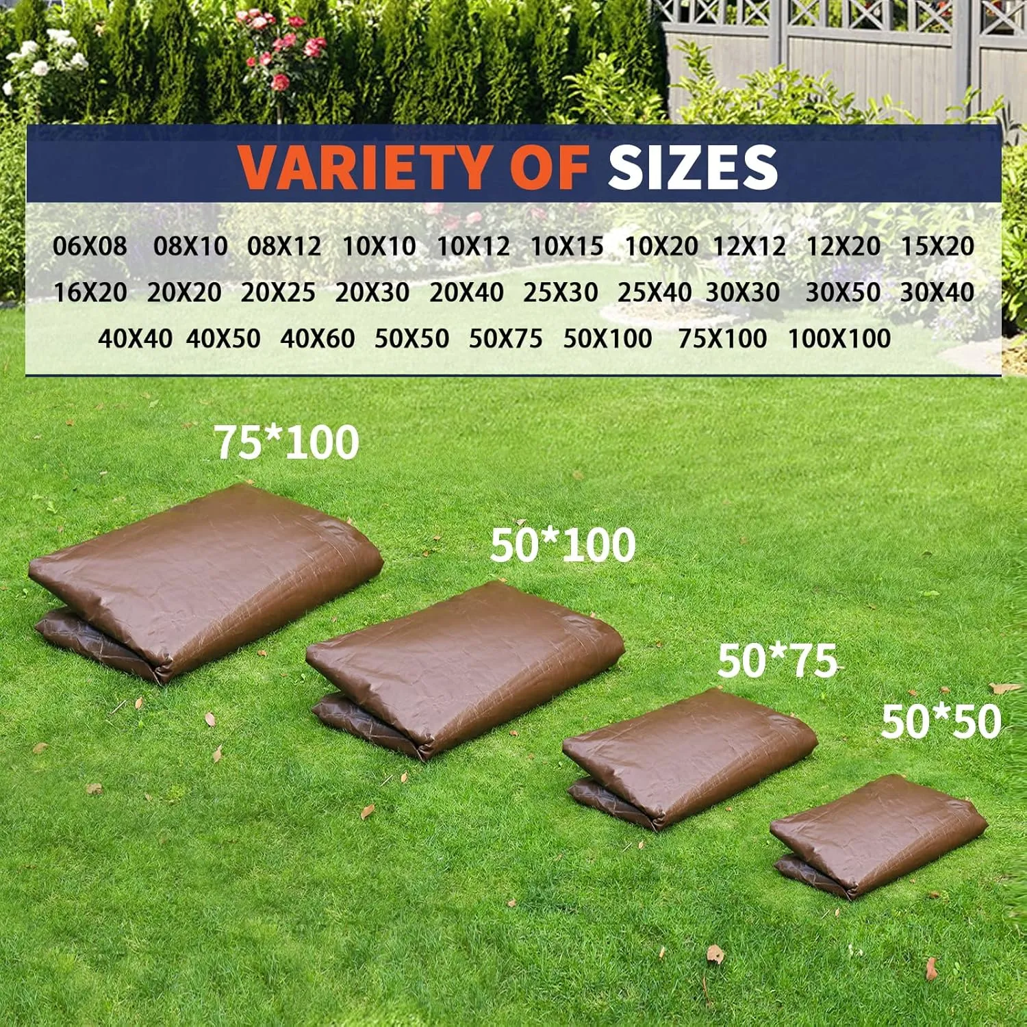 [15'X20'] RSW Heavy Duty Waterproof 12 Mil Safety Reversible Tarp Cover, UV Resistant, Rip and Tear Proof Tarpaulin with Reinforced Edges - for Roof, Camping, Patio, Pool Cover, Boat (Brown/Silver)