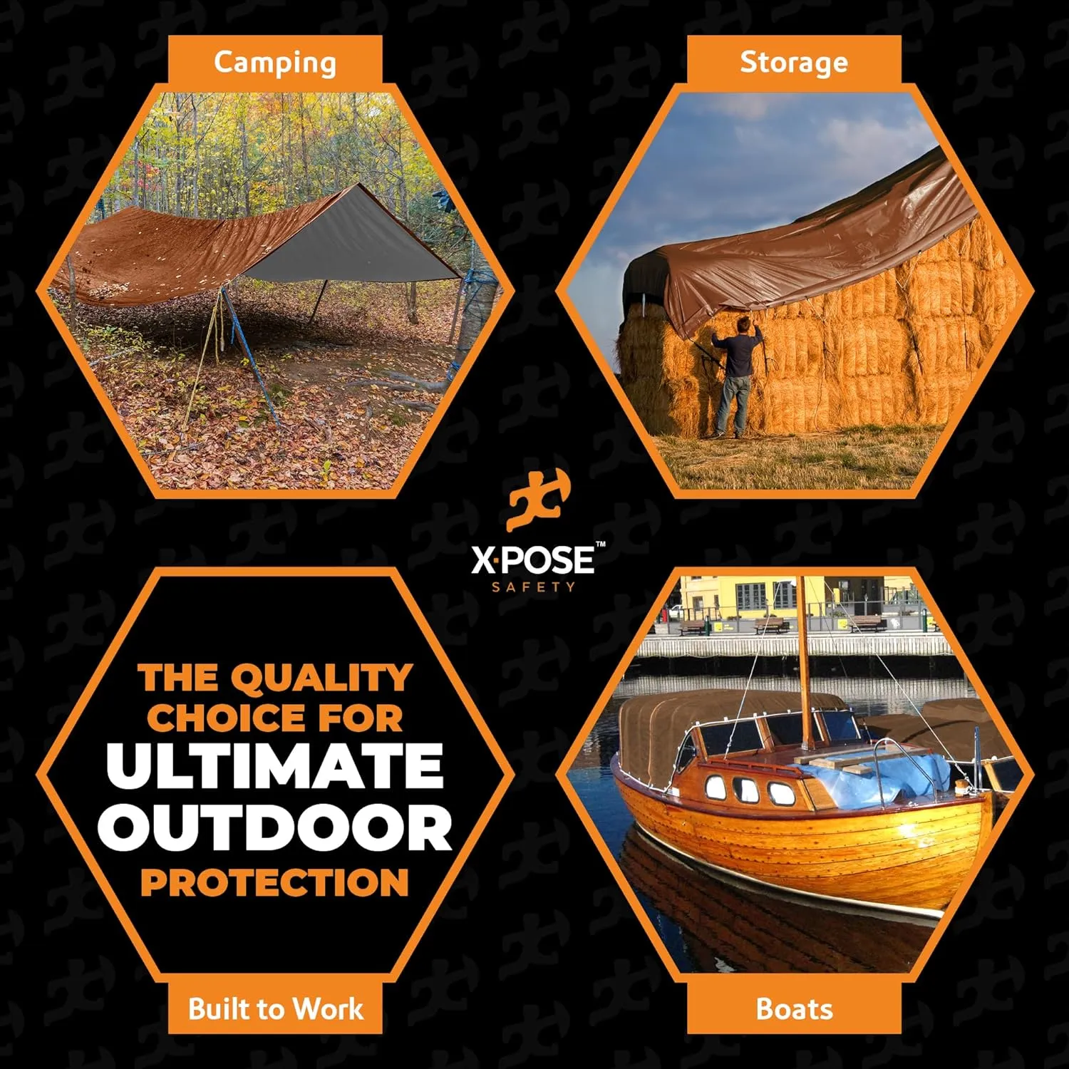 16' x 20' Brown/White Ultra Heavy Duty Tarp - 20 Mil Tarps Heavy Duty Waterproof 16x20 - Extra Large Outdoor Tarp, Waterproof Tarp Cover for Rain Camping, Tent Tarp, UV Protection, Reinforced Corners