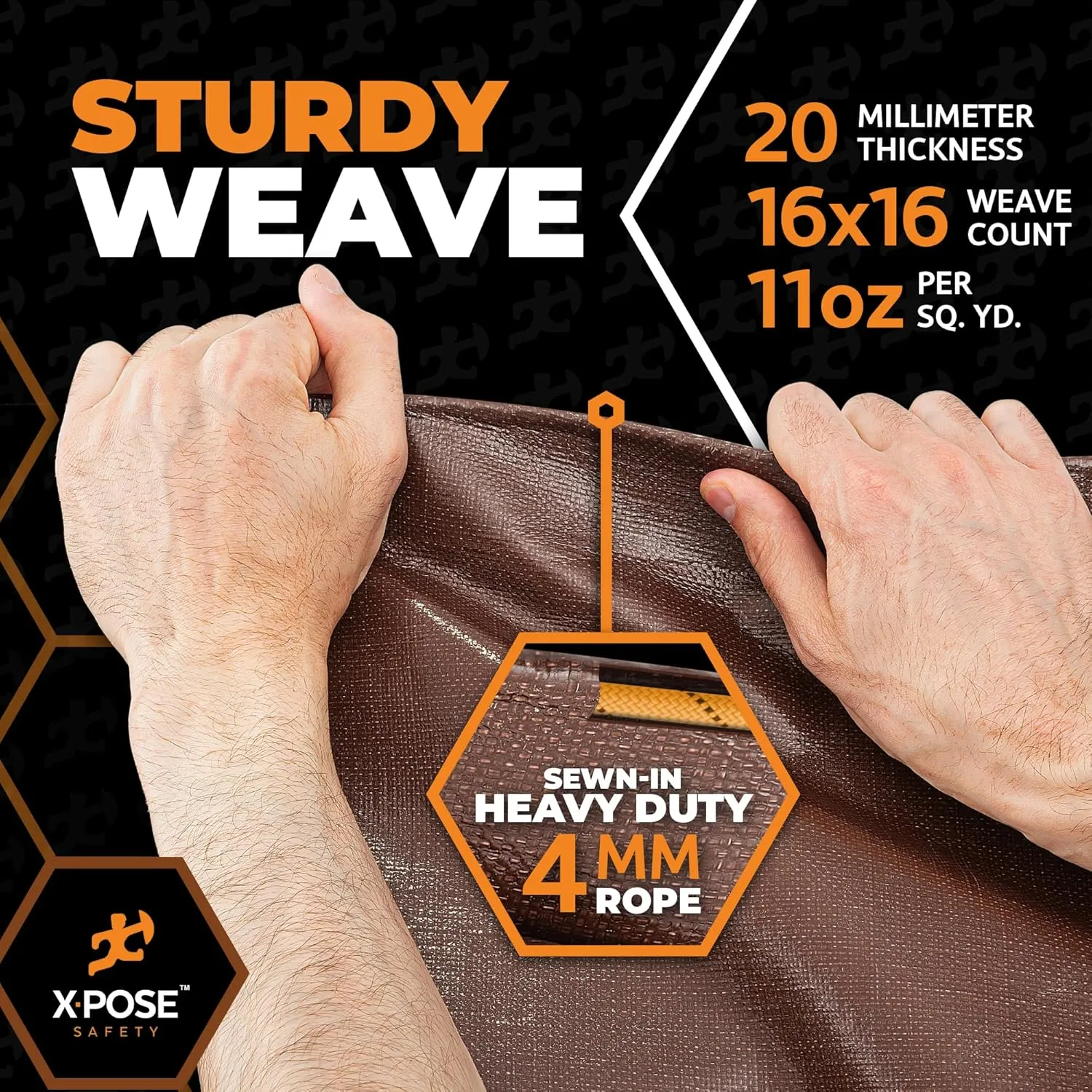 16' x 20' Brown/White Ultra Heavy Duty Tarp - 20 Mil Tarps Heavy Duty Waterproof 16x20 - Extra Large Outdoor Tarp, Waterproof Tarp Cover for Rain Camping, Tent Tarp, UV Protection, Reinforced Corners