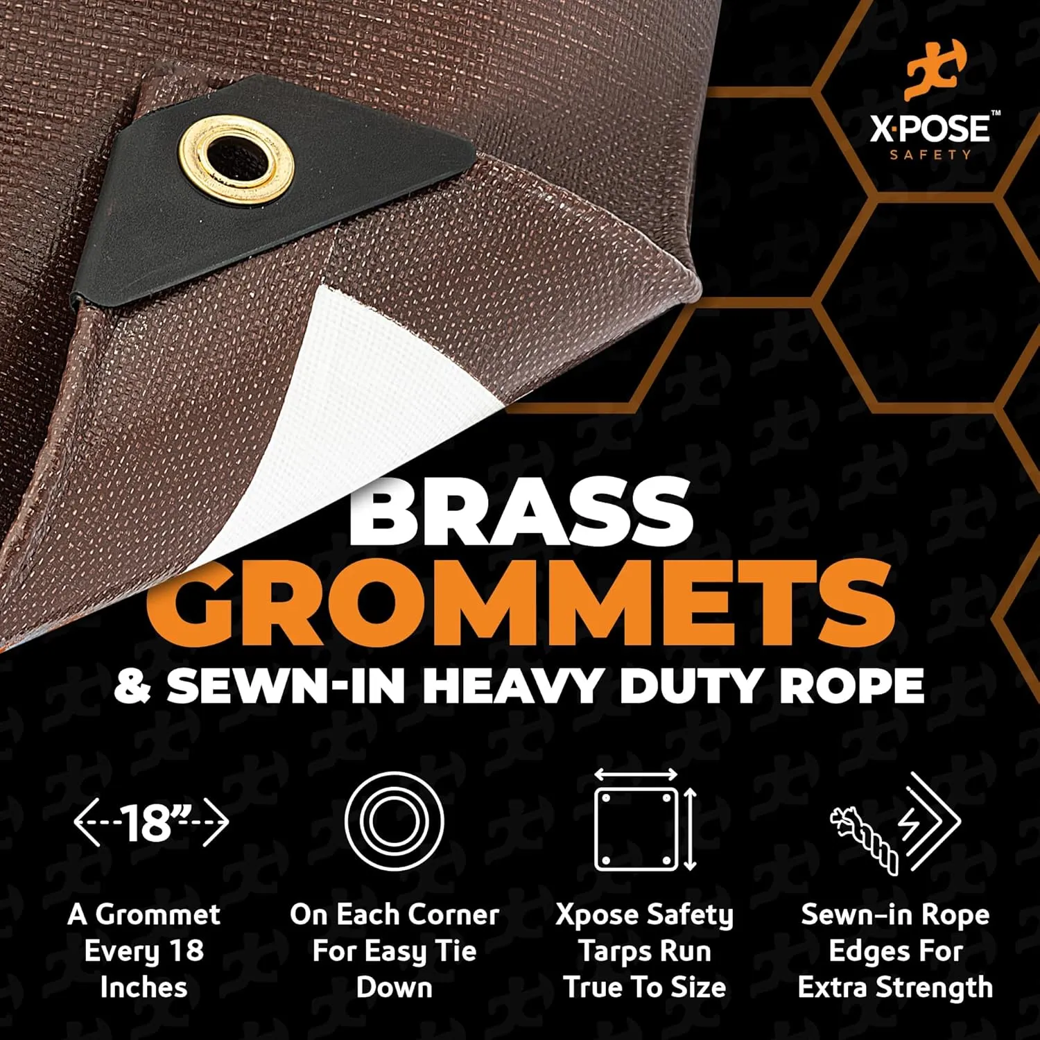 16' x 20' Brown/White Ultra Heavy Duty Tarp - 20 Mil Tarps Heavy Duty Waterproof 16x20 - Extra Large Outdoor Tarp, Waterproof Tarp Cover for Rain Camping, Tent Tarp, UV Protection, Reinforced Corners