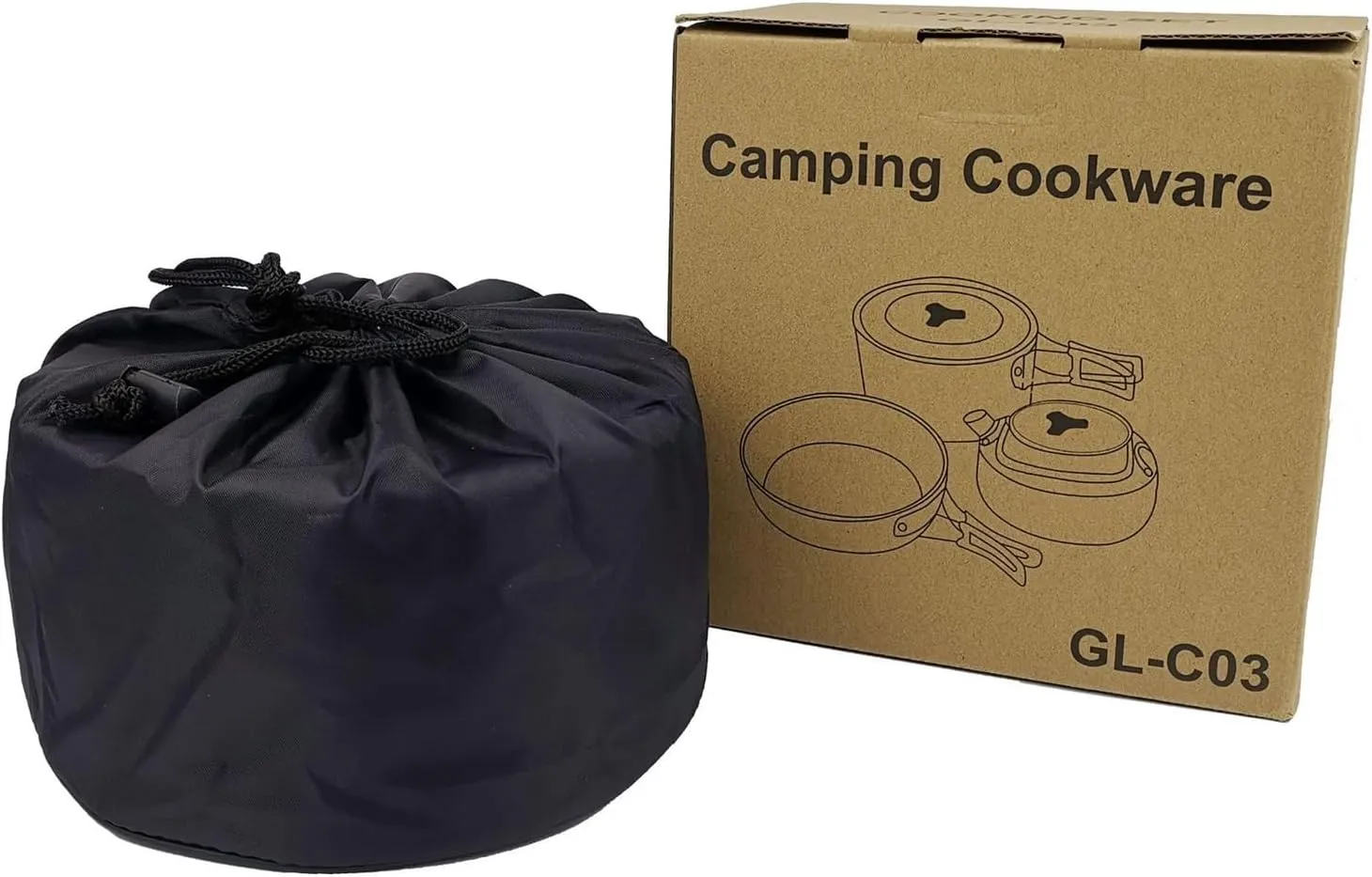 16pcs Camping Cookware Mess Kit, Non-Stick Lightweight Pot Pan Kettle Set with Stainless Steel Plates Spoons, Portable Outdoor Cookware Camp Cooking Set for Camping Backpacking Hiking Picnic