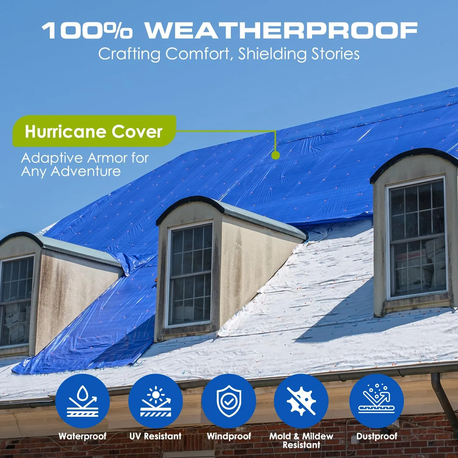 16'x20' Blue Multi-purpose 6ml Waterproof Poly Tarp Cover with Tent Shelter Camping Tarpaulin By Prime Tarps