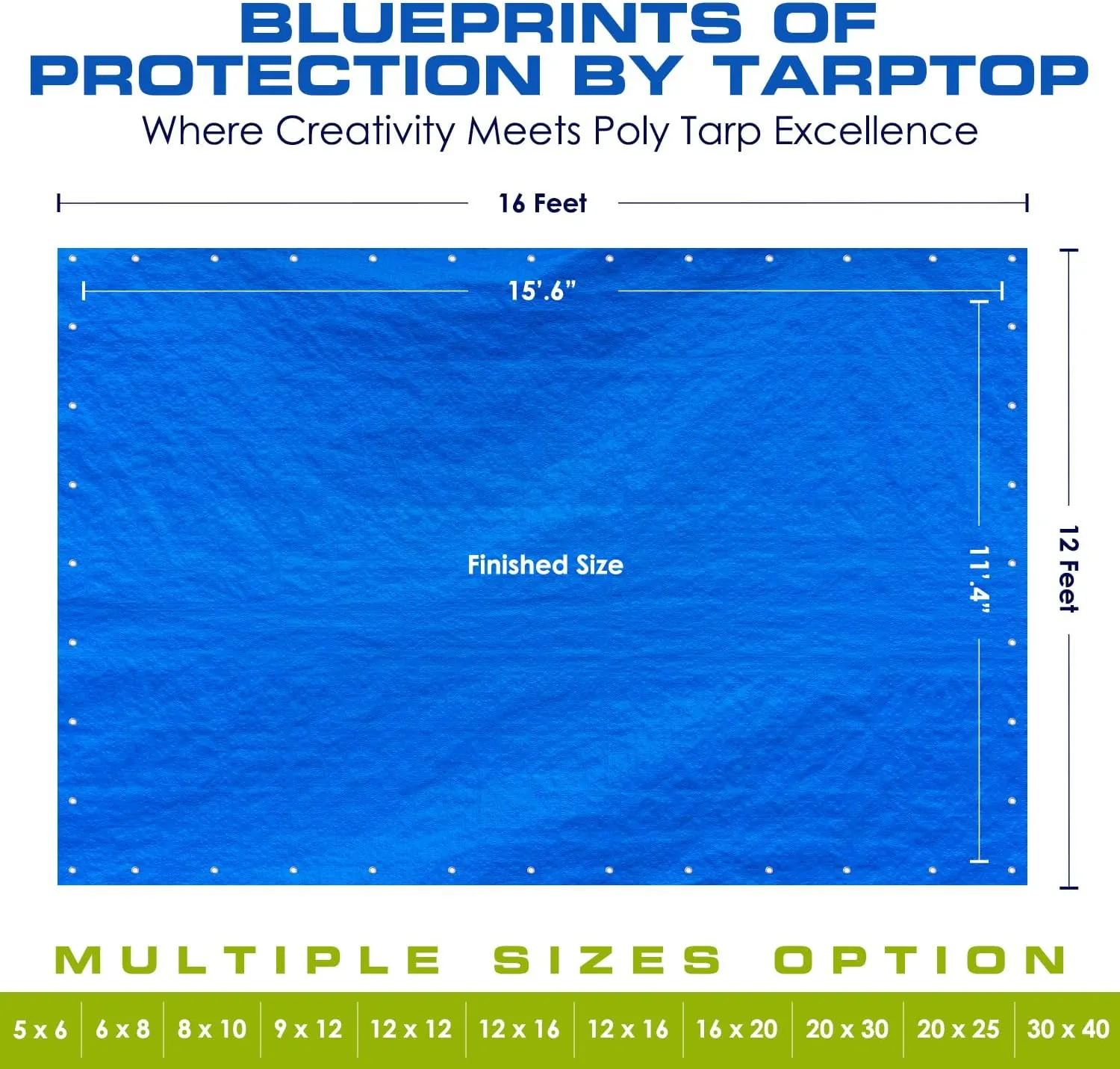 16'x20' Blue Multi-purpose 6ml Waterproof Poly Tarp Cover with Tent Shelter Camping Tarpaulin By Prime Tarps