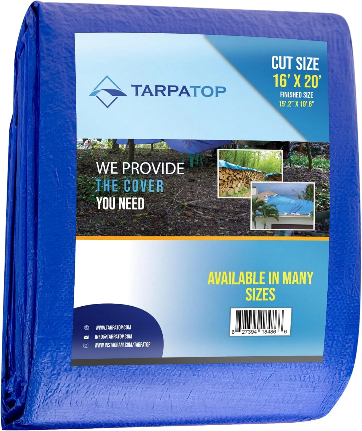 16'x20' Blue Multi-purpose 6ml Waterproof Poly Tarp Cover with Tent Shelter Camping Tarpaulin By Prime Tarps
