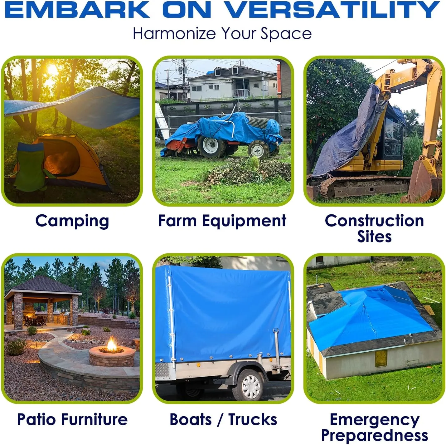 16'x20' Blue Multi-purpose 6ml Waterproof Poly Tarp Cover with Tent Shelter Camping Tarpaulin By Prime Tarps