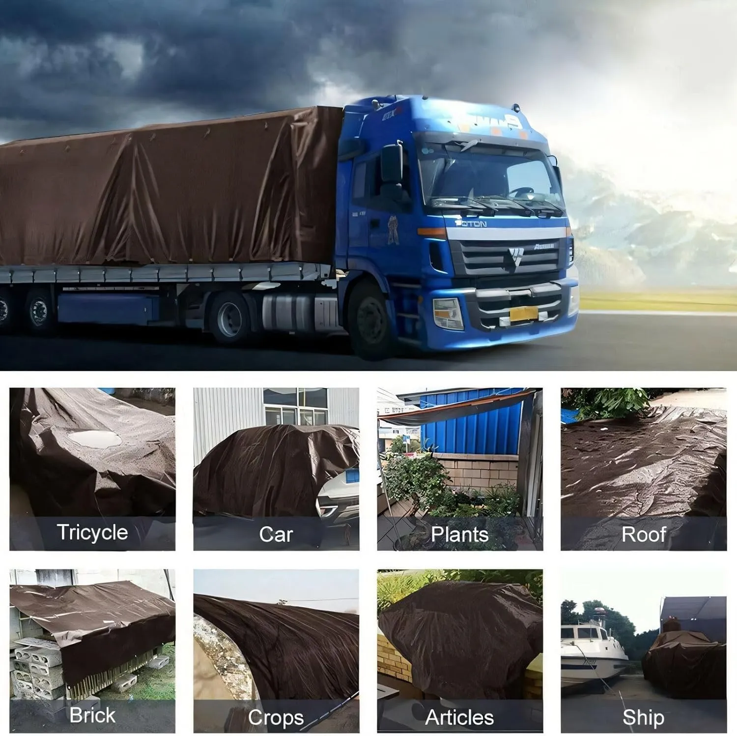 18' x 24' Tarps Heavy Duty Waterproof, 18 Mil Brown Poly Tarp Cover, UV Resistant, Rip and Tear Proof Tarpaulin with Grommets and Reinforced Edges for Roof, Patio, Camping, Boat, Pool