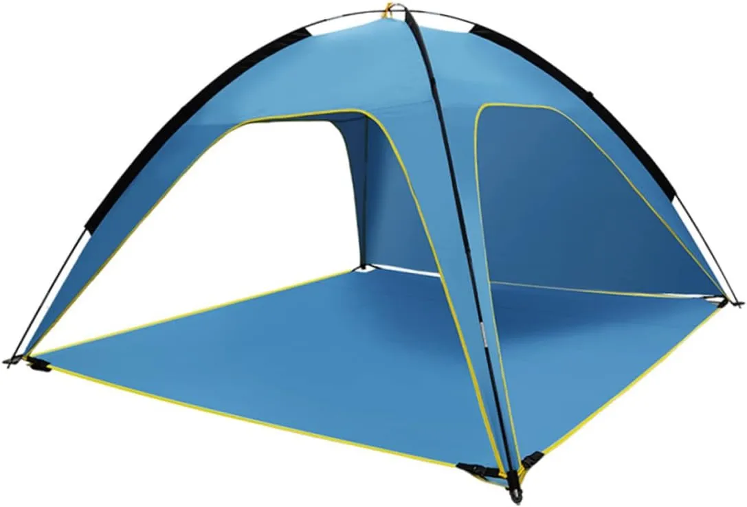 1pc Outdoor Beach Tent Quick Opening Sided Rainproof Uv Canopy Spacious Ventilated Polyester Shelter for Camping Hiking Family Picnics Lightweight Easy Setup