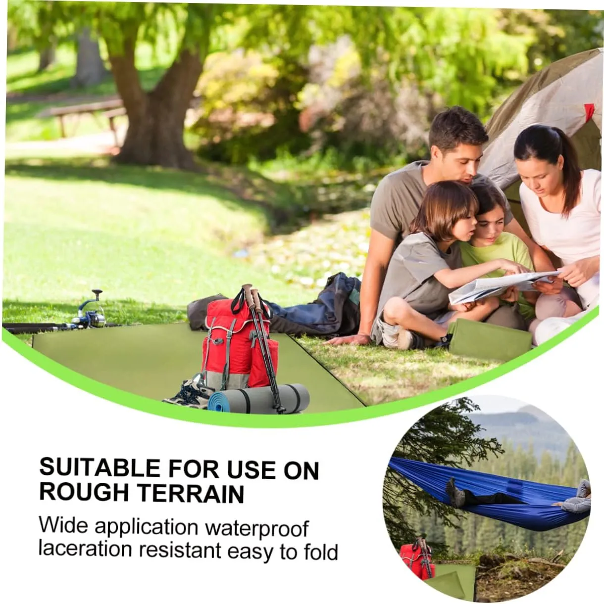 1pc Portable Ground Mat Oxford Cloth Camping Blanket for Outdoor Activities Beach Picnics and Hiking Army Green Uv Lightweight Design
