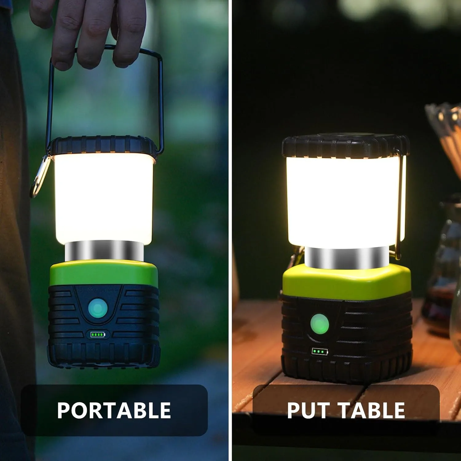 1PCS 3200K Warm Light LED Camping Lantern Rechargeable 1000LM, 4500mAh Power Bank, Flashlight for Hurricane Emergency, Hiking, IP44 Waterproof Lantern(Black)