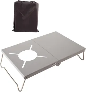 1set Portable Desk Silver Outdoor Picnic Table Stove Rack for Camping Beach and Gatherings Easy Setup Storage for Travel and Outdoor Parties