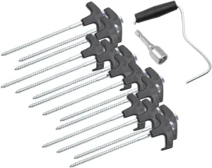 1set Sturdy Tent Stakes Ground Pegs for Camping Tarp Reusable Heavy Duty Tent Fixing Stakes Wind Resistant Outdoor Anchors and
