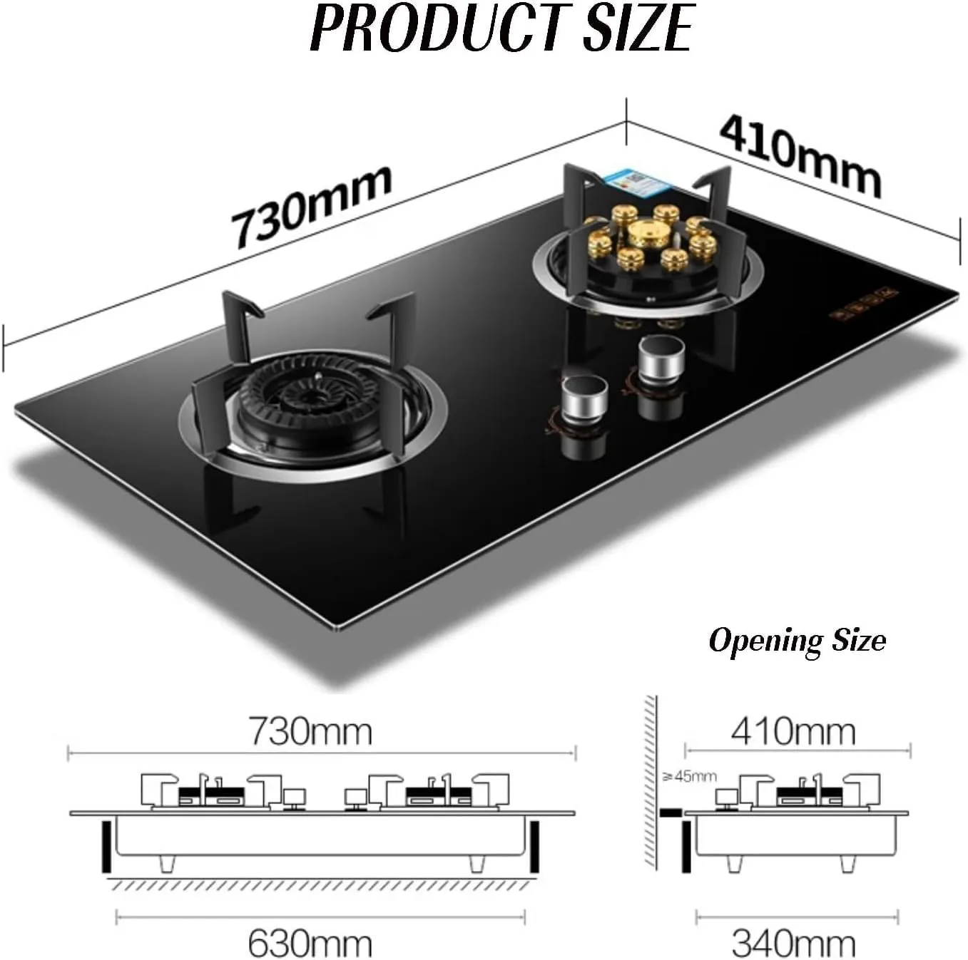 2 Burners Natural Gas and Propane Stove,Energy-saving and Windproof Luxury Nine-fire Stove With Power Display and Anti-scalding Reminder(NG)