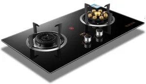 2 Burners Natural Gas and Propane Stove,Energy-saving and Windproof Luxury Nine-fire Stove With Power Display and Anti-scalding Reminder(NG)