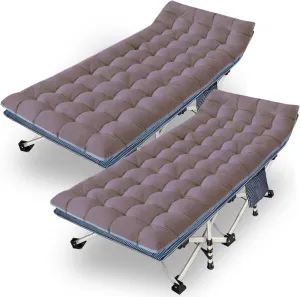 2 Pack 79" L x 32" W x 18" H Oversize XXL Camping Cot with Comfortable Mattress for Adults Extra Wide Cots for Sleeping with Carry Bag Folding Cot Heavy Duty Camping Bed for Home Office Outdoor