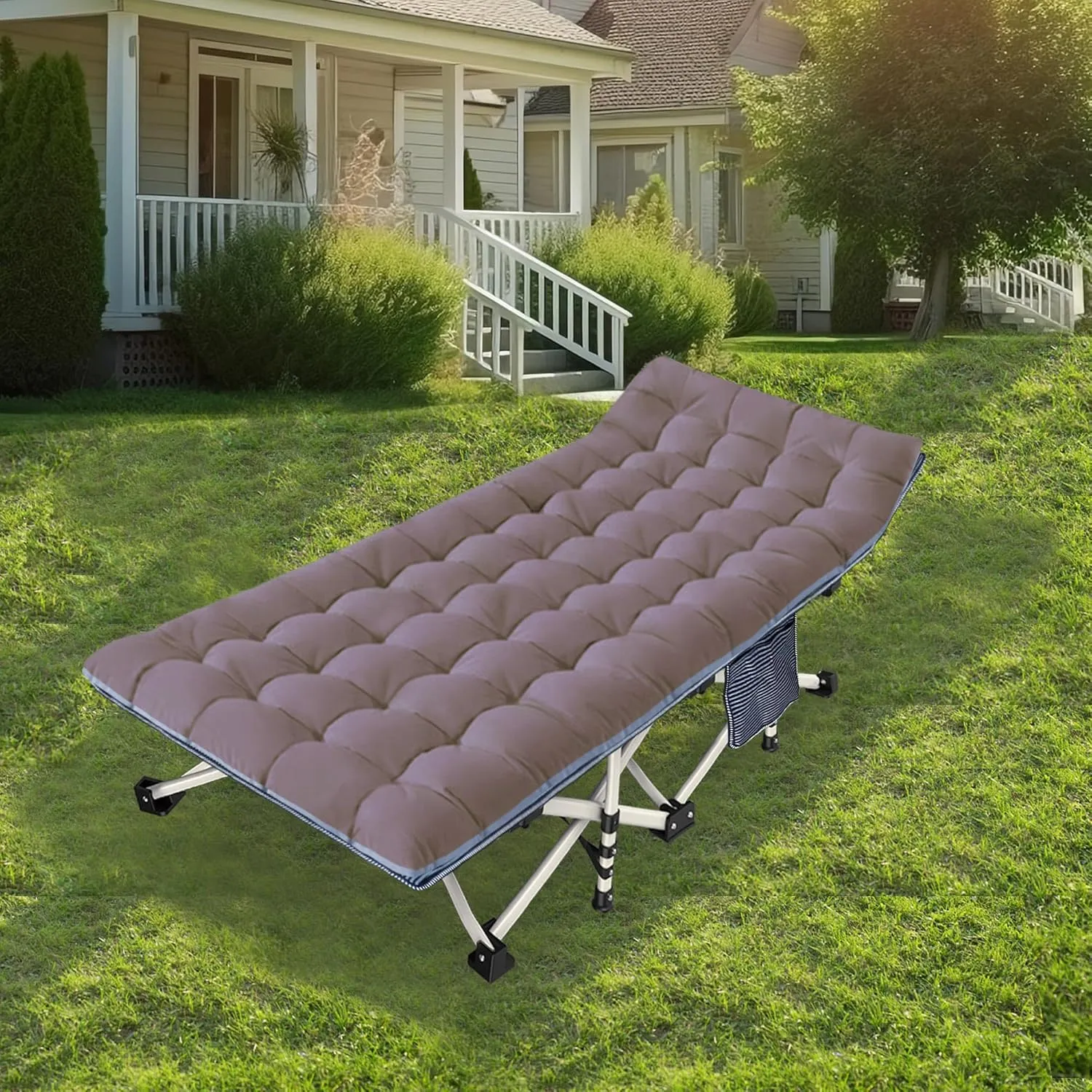2 Pack 79" L x 32" W x 18" H Oversize XXL Camping Cot with Comfortable Mattress for Adults Extra Wide Cots for Sleeping with Carry Bag Folding Cot Heavy Duty Camping Bed for Home Office Outdoor