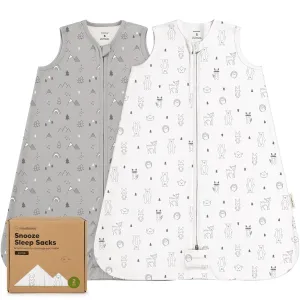 2-Pack Baby Sleep Sacks, Zipper Wearable Blanket - 0.5TOG Organic Cotton, Lightweight, Soft Cozy Infant Sleeping Sack 3-6 months, Easy to Wear Small Newborn Transition Swaddles Sleepsacks (Woodland)
