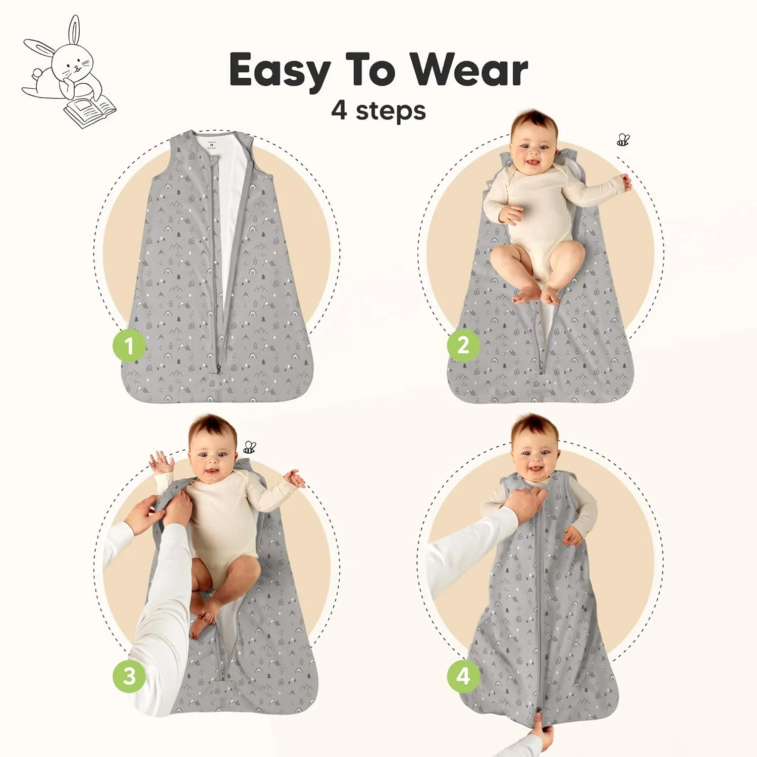 2-Pack Baby Sleep Sacks, Zipper Wearable Blanket - 0.5TOG Organic Cotton, Lightweight, Soft Cozy Infant Sleeping Sack 3-6 months, Easy to Wear Small Newborn Transition Swaddles Sleepsacks (Woodland)