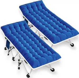2 Pack Camping Cot with Comfortable Mattress Cots for Sleeping with Pad Heavy Duty Camping Bed 2 Person Folding Cot Include Carry Bag Camping Cots for Adults Kids Indoor Outdoor