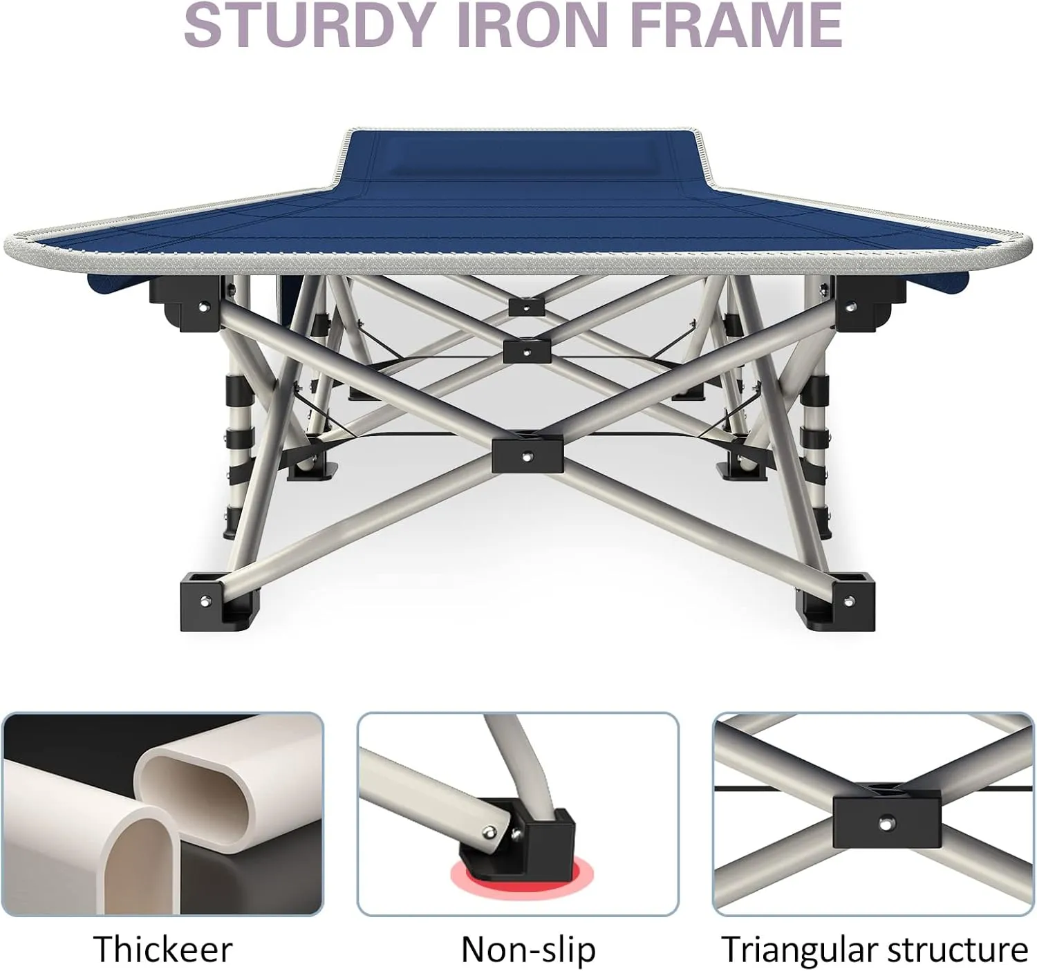 2 Pack Camping Cot with Mattress Comfortable Cots for Sleeping with Carry Bag Camping Bed Heavy Duty Folding Cot for Adults Kids Guest Bed Home Outdoor Indoor