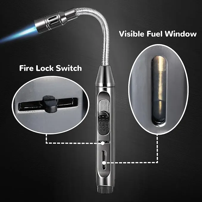 2 Pack Candle Lighter Electric Arc Long Lighter Flex Neck Utility Lighter Butane Torch Lighter Rechargeable USB Lighter Refillable Gas Jet Flame Windproof Lighter for Camping BBQ Grill Gas Stove